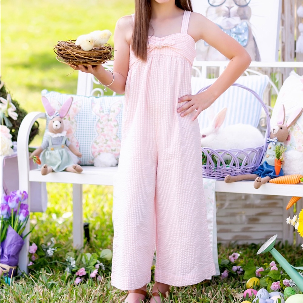 Pink Gingham Hope & Henry Jumpsuit Girls Size 8